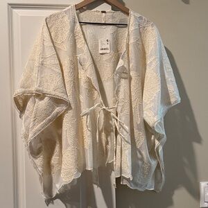 NWT Free People Chic Cream Lace Open Kimono
